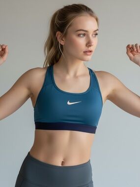 Nike Teal Racerback Sports Bra with Navy Band
